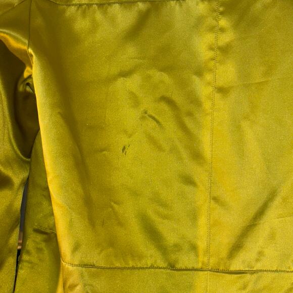 CHICOS 100% Silk Woman’s Jacket Coat Button Front Chartreuse Classic FLAW - Picture 5 of 13